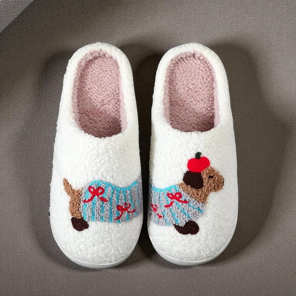Pantuflas Suaves Dachshund Perro Salchicha para Mujer – Pantuflas de Felpa