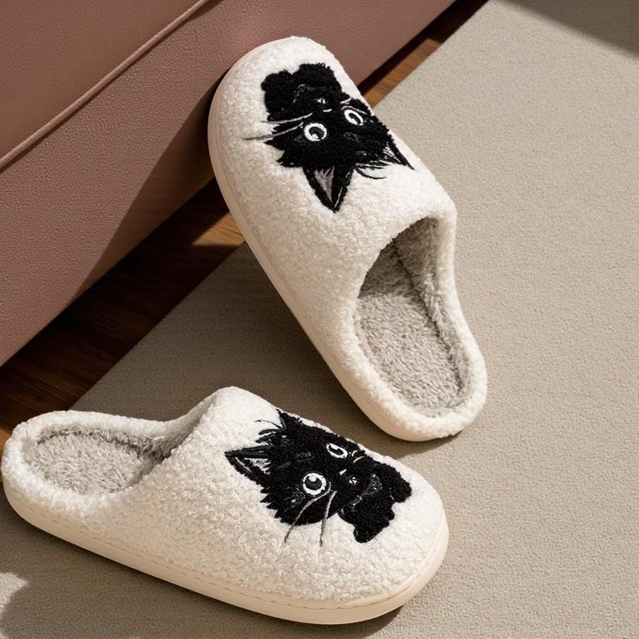 Pantuflas de Casa de Felpa Negra para Mujer – Cómodas y Acogedoras