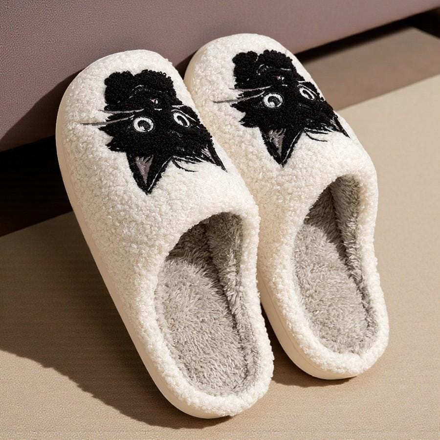 Pantuflas de Casa de Felpa Negra para Mujer – Cómodas y Acogedoras
