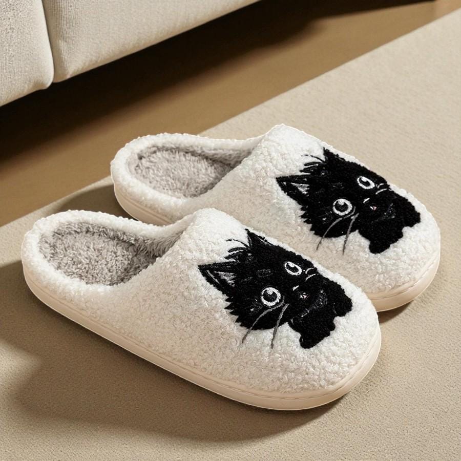 Pantuflas de Casa de Felpa Negra para Mujer – Cómodas y Acogedoras
