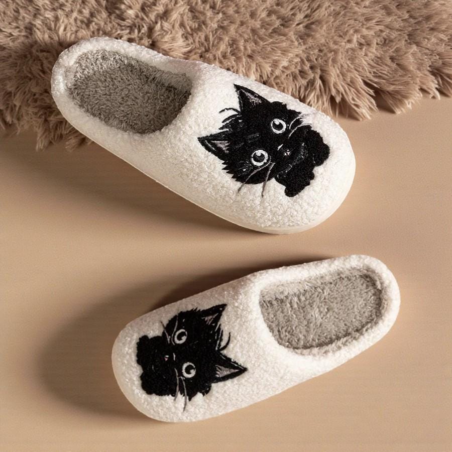 Pantuflas de Casa de Felpa Negra para Mujer – Cómodas y Acogedoras