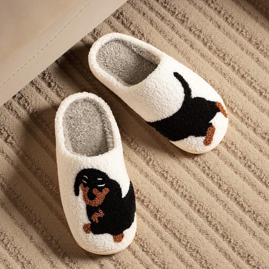 Pantuflas para Mujer Dachshund – Pantuflas Suaves de Perro Salchicha para Interior